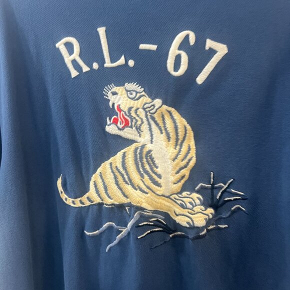 Men's Polo Ralph Lauren Blue Tiger RL-67 Custom Fit Polo Sz. L Custom Slim Fit - Picture 4 of 4